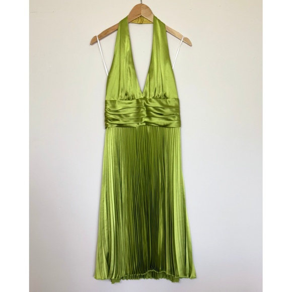 A.B.S by Allen Schwartz - Silk Halter Cocktail Dress in Ivy Green | 8 - Picture 1 of 9